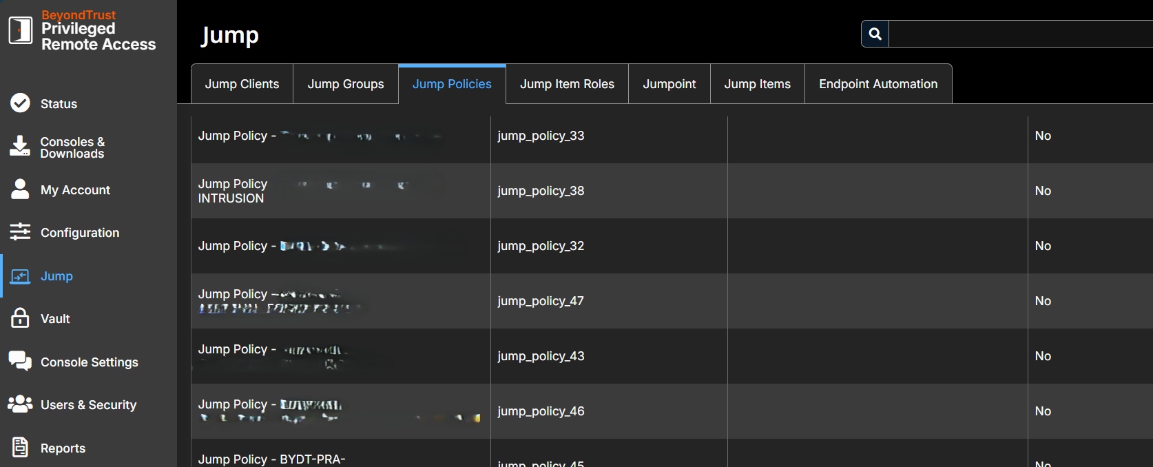 BeyondTrust Jump Policies